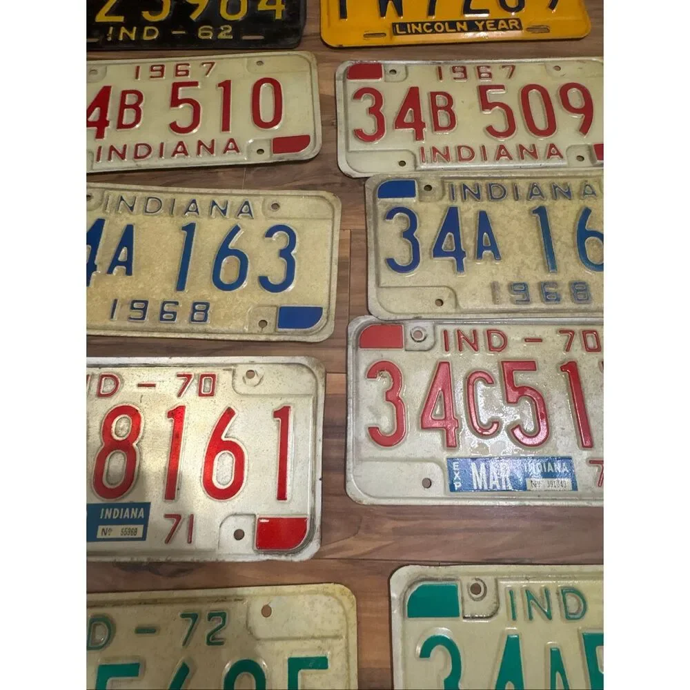Lot of 11 Vintage Indiana License Plates 1957 1959 1962 1967 1968 1970 1972